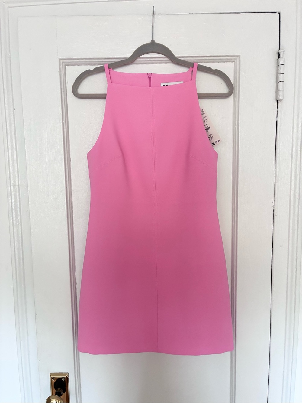 Zara Bright Pink Halter-Style Mini Dress